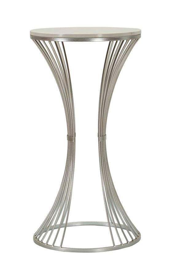 Runder Kunstmarmor Beistelltisch Metallbasis Funnel Akzent