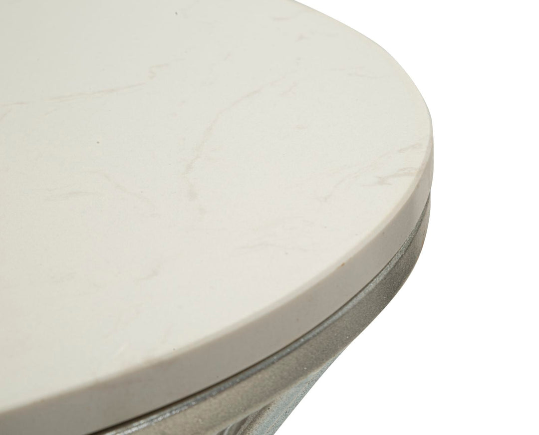Runder Kunstmarmor Beistelltisch Metallbasis Funnel Modern