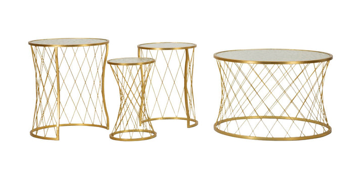 4er Set Gold Metall Beistelltische Noah Moderne Kollektion