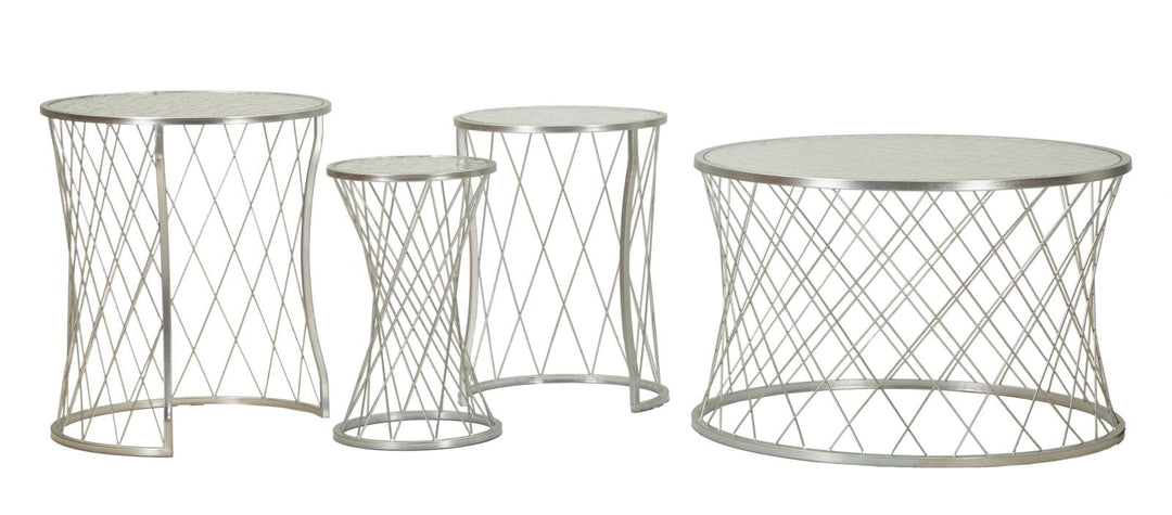 4er Set Silber Metall Beistelltische Noah Moderne Kollektion