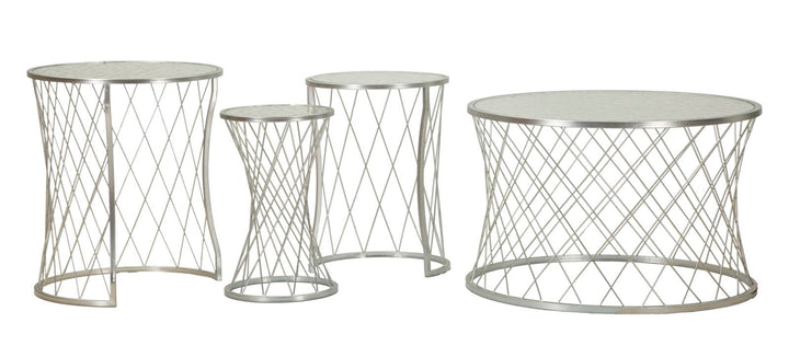 4er Set Silber Metall Beistelltische Noah Moderne Kollektion