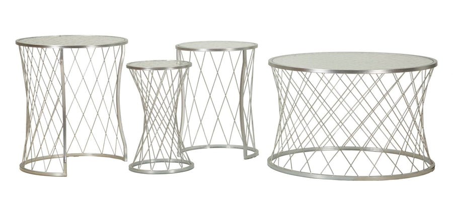 4er Set Silber Metall Beistelltische Noah Moderne Kollektion