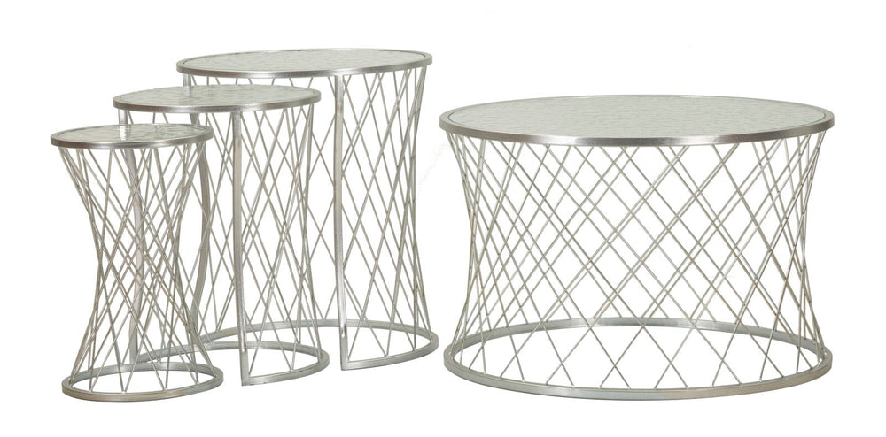 4er Set Silber Metall Beistelltische Noah Moderne Kollektion