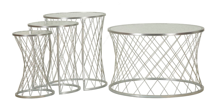 4er Set Silber Metall Beistelltische Noah Moderne Kollektion