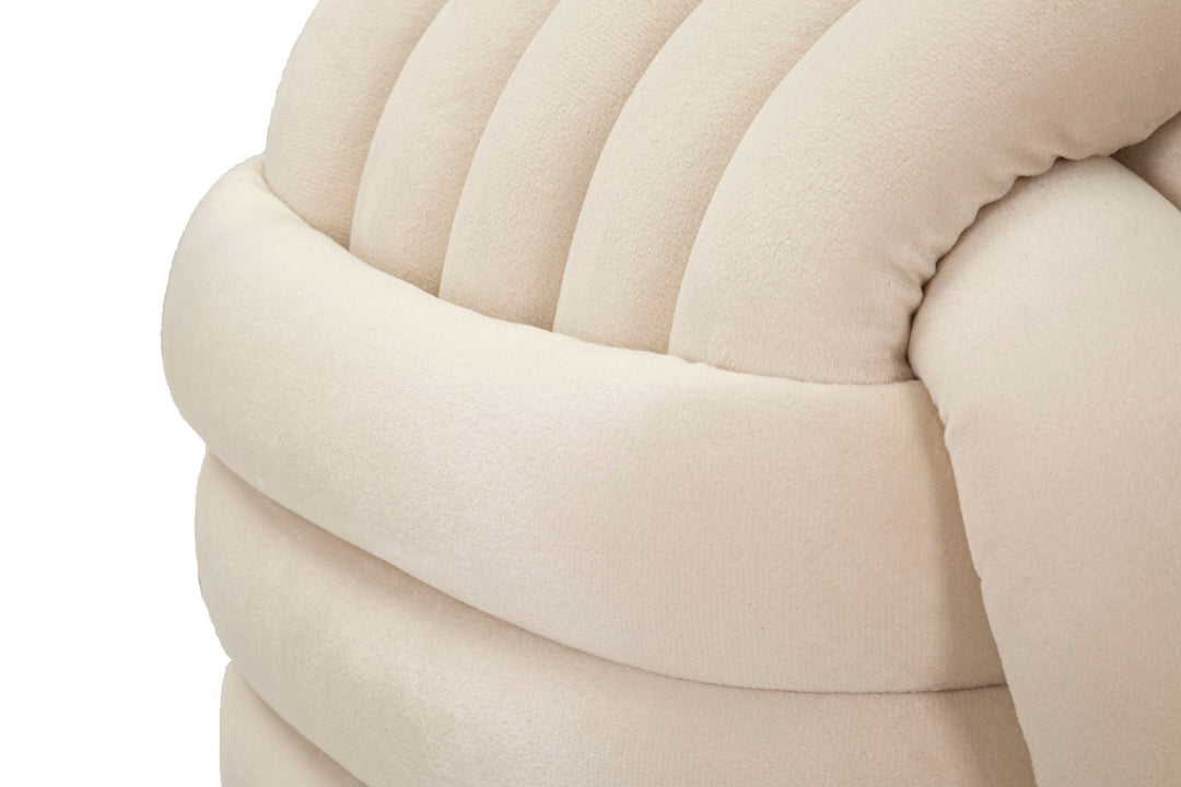 Cremefarbener Samt-Pouf Sofy Gepolsterter Akzentsitz