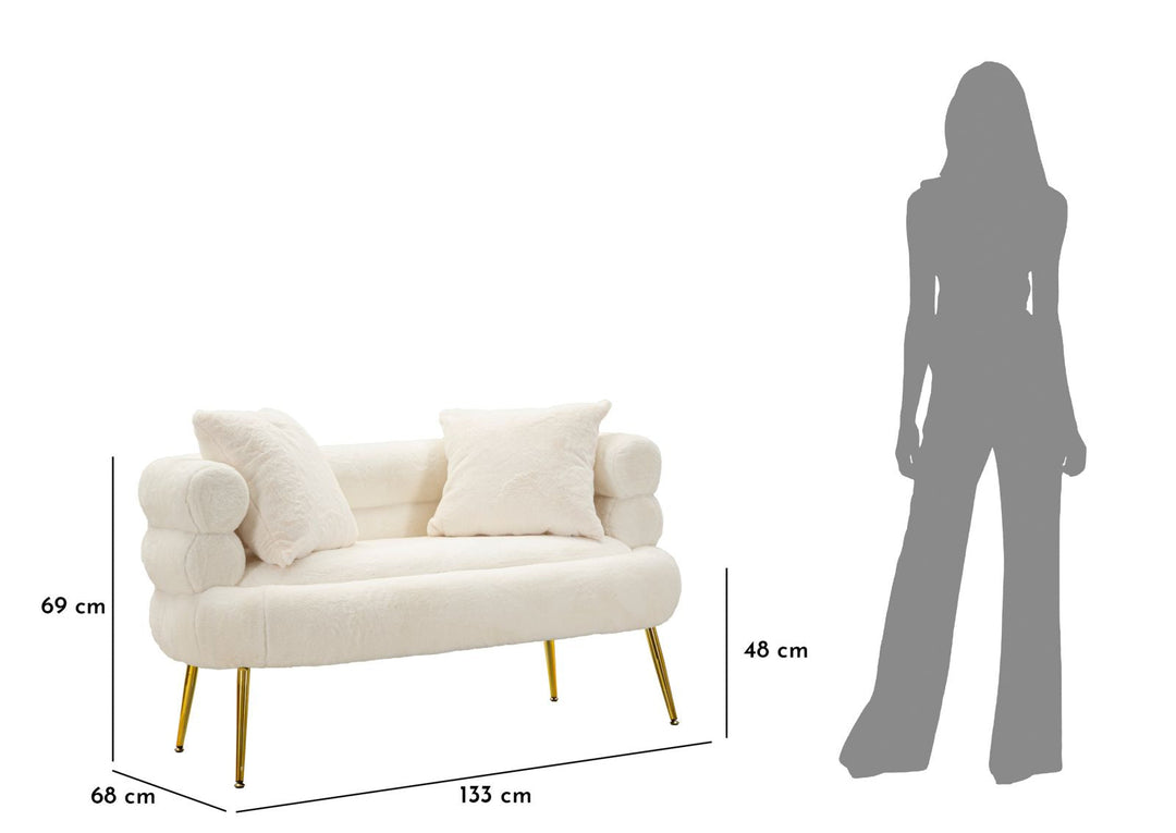 Creme Polster Sofa Mit Kissen Soffy Plus 2 Sitzer