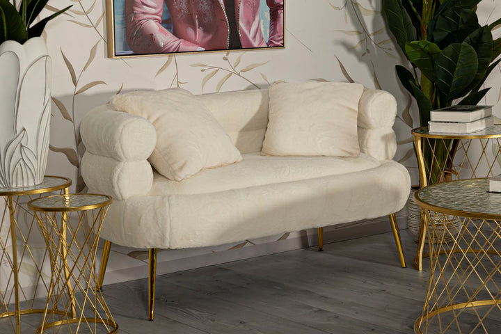 Creme Polster Sofa Mit Kissen Soffy Plus 2 Sitzer