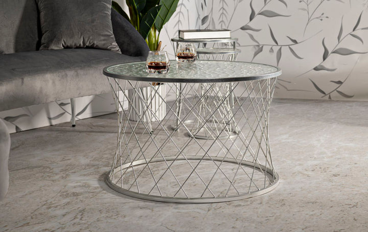 4er Set Silber Metall Beistelltische Noah Moderne Kollektion