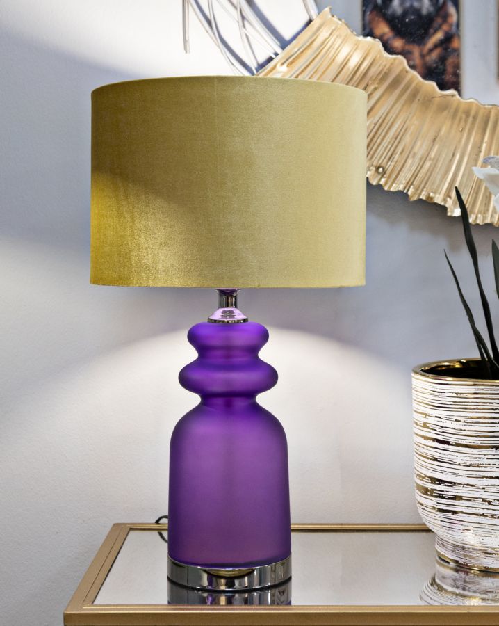 Gold Lila Tischlampe Stoffschirm Miiva Two Kollektion