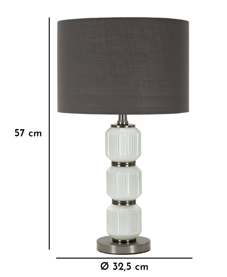 Klar Glas Silber Tischlampe Stoffschirm Bright Three