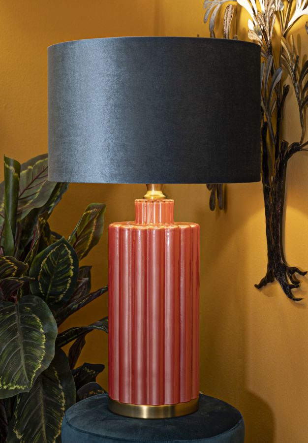 Grau Rosa Tischlampe Stoffschirm Helene Tower Kollektion