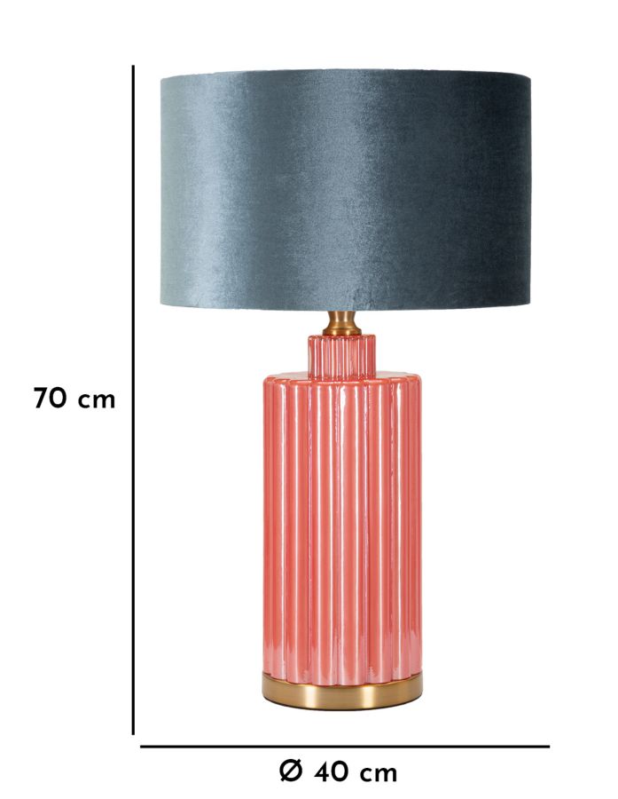 Grau Rosa Tischlampe Stoffschirm Helene Tower Kollektion