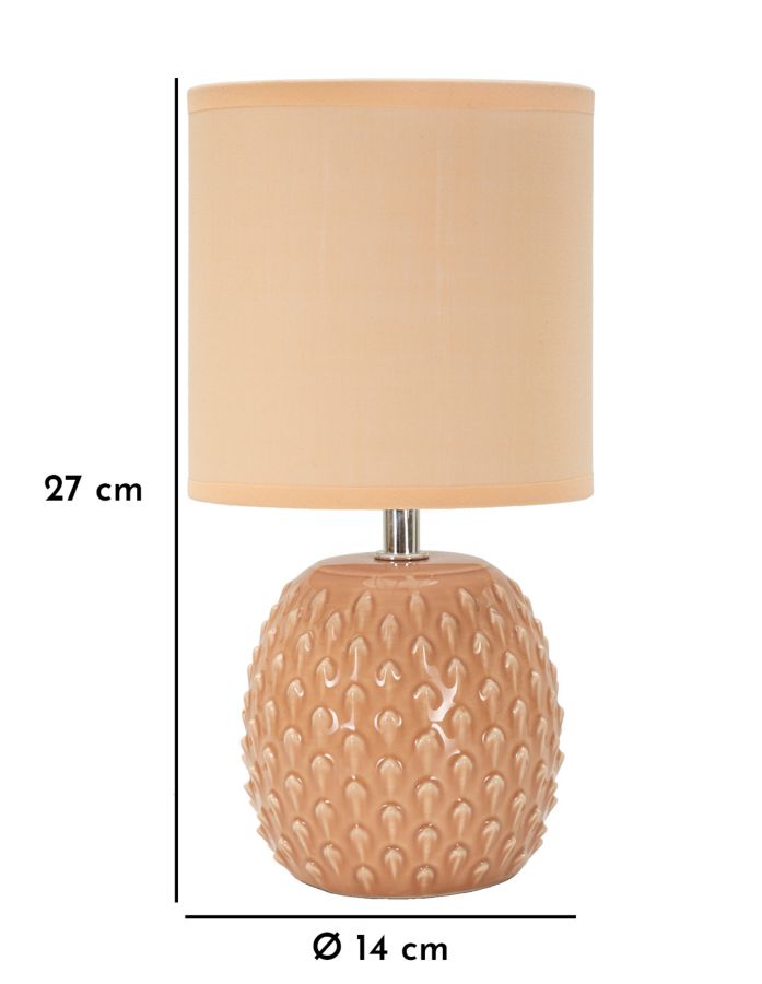 Pfirsich Keramik Nachttischlampe Stoffschirm Pontus Zeitgenoessisch