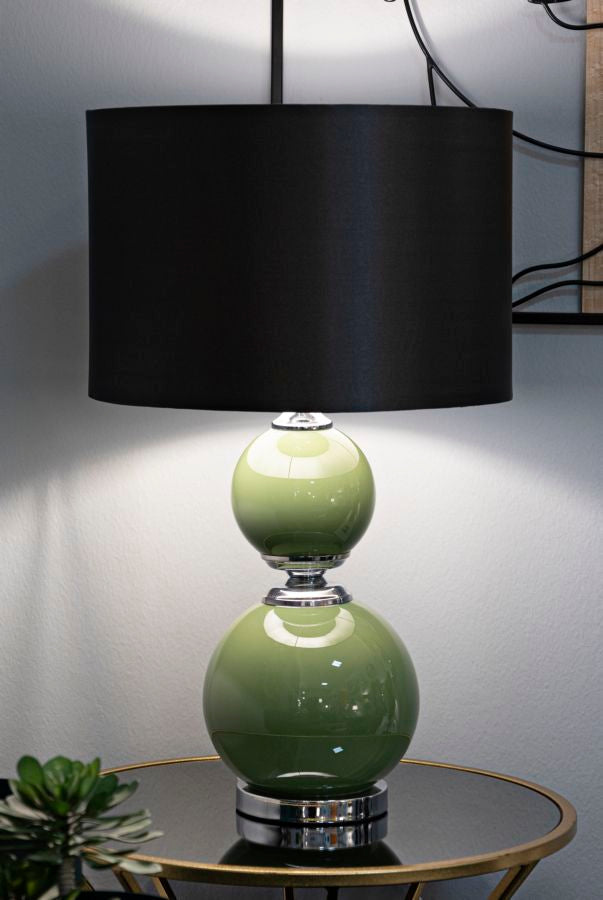 Schwarz Gruen Tischlampe Stoffschirm Eva Two Kollektion