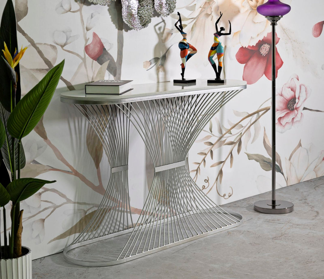 Kunstmarmor Konsolentisch Metallrahmen Stripe Moderner Flur