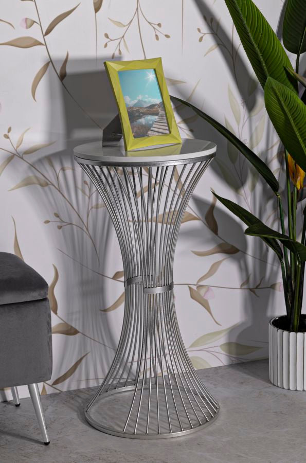 Runder Kunstmarmor Beistelltisch Metallbasis Funnel Modern