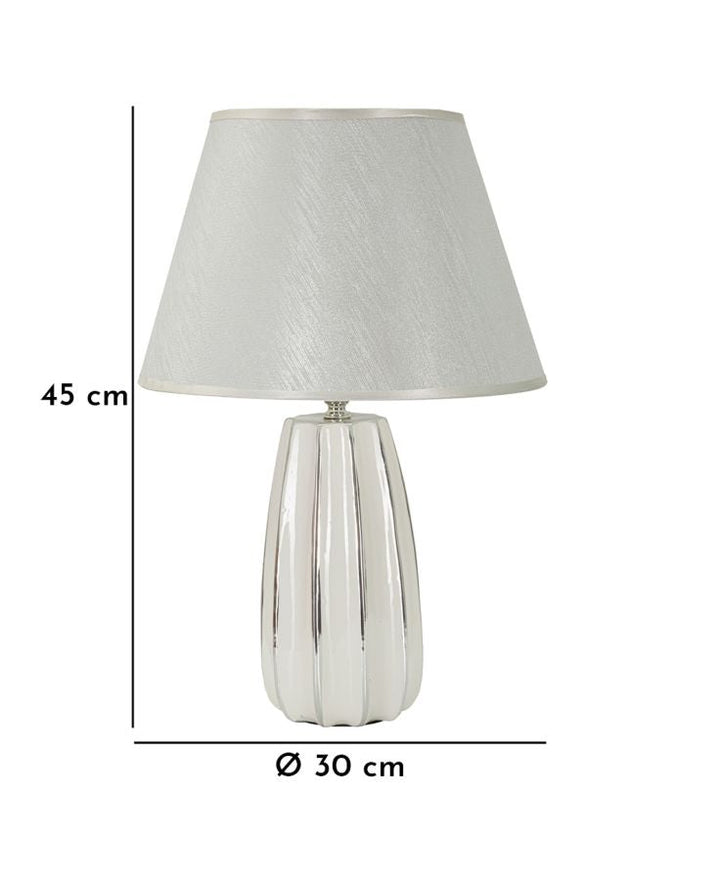 Weiss Keramik Tischlampe Stoffschirm Emmi Modernes Design