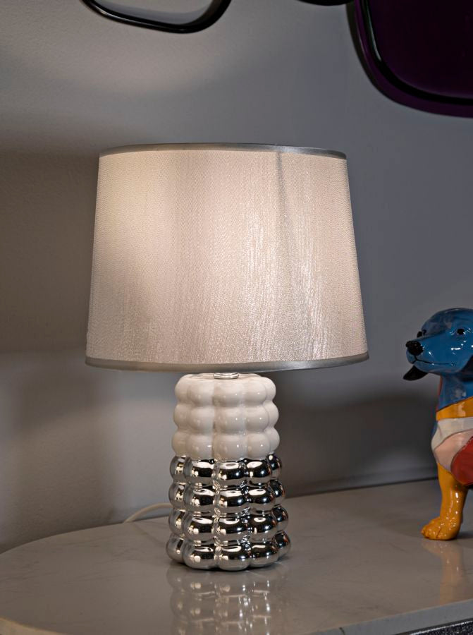 Weiss Keramik Tischlampe Stoffschirm Lace Zeitgenoessisch