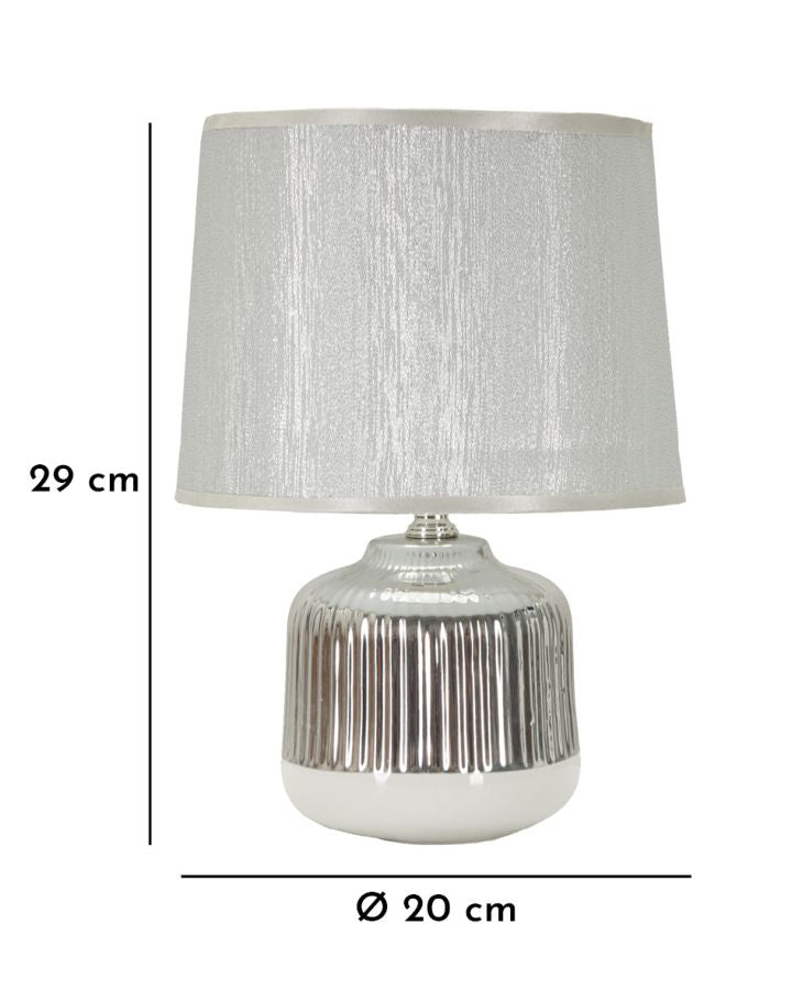 Weiss Silber Tischlampe Stoffschirm Lucina Kollektion