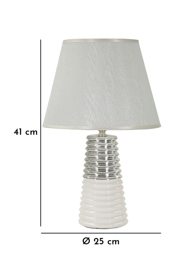 Weiss Silber Tischlampe Stoffschirm Candela Modernes Design