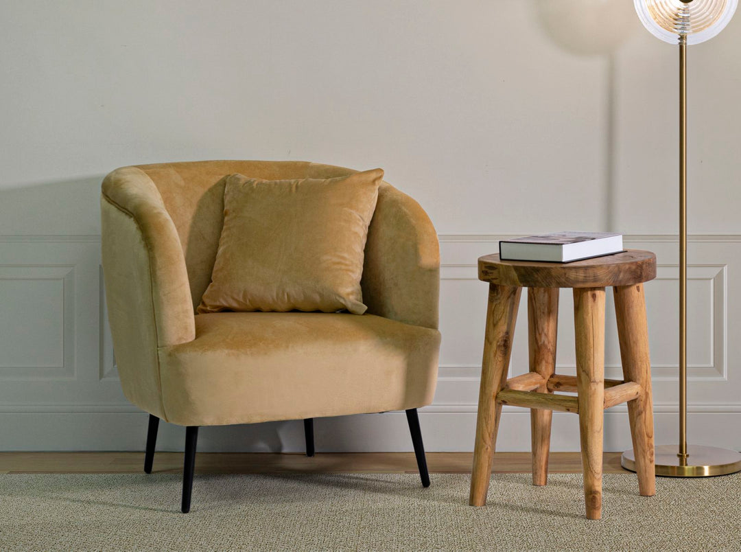 Beige Polster Sessel Mit Kissen Browy Akzentstuhl