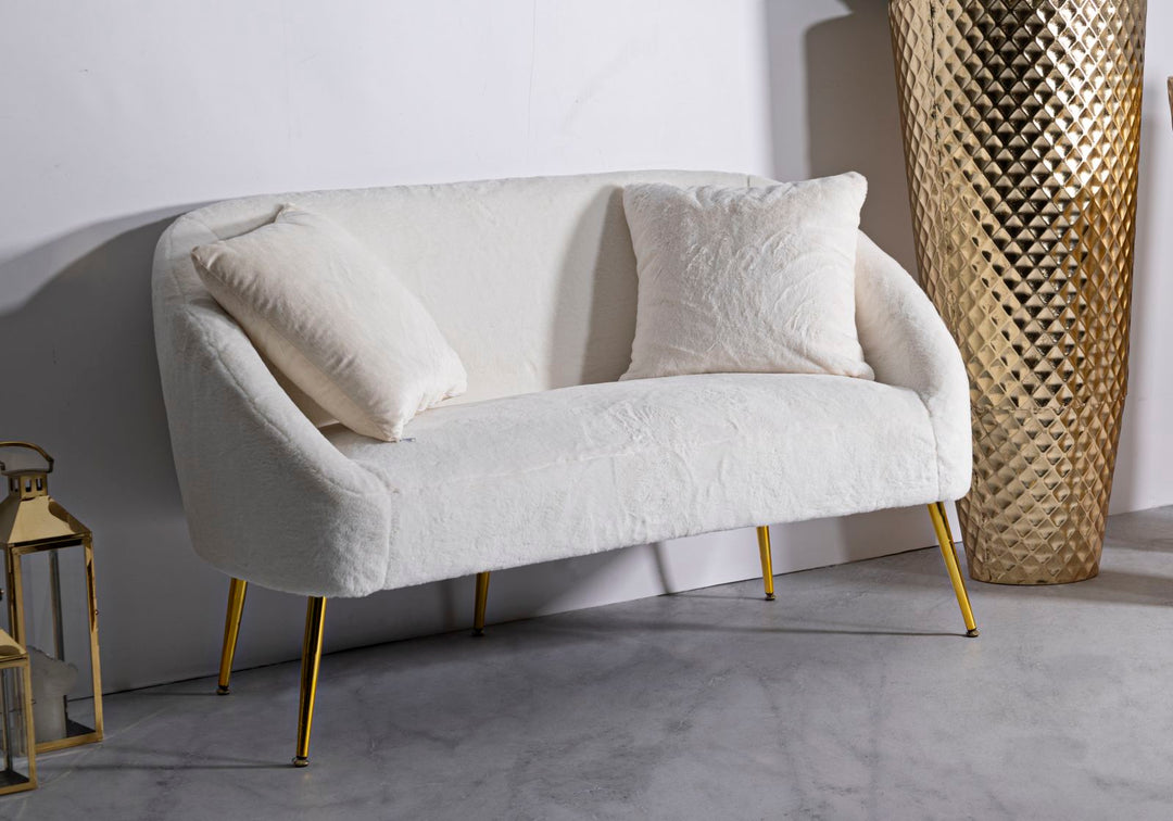Creme Polster Sofa Mit Kissen Soffy 2 Sitzer
