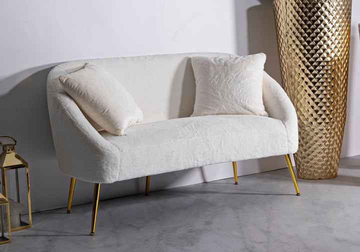 Creme Polster Sofa Mit Kissen Soffy 2 Sitzer