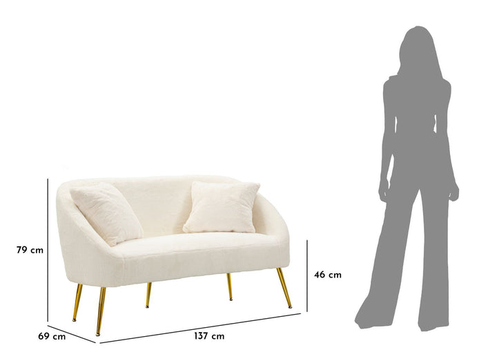 Creme Polster Sofa Mit Kissen Soffy 2 Sitzer