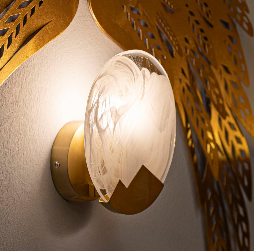 Weiss Gold Wandleuchte Rund Design Moon Zeitgenoessisch