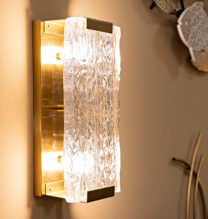Gold Weiss Wandleuchte Struktur Rueckplatte Oblin Modern