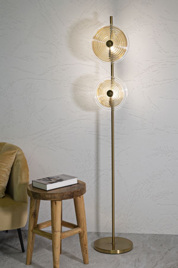 Gold Glas Stehlampe Weisse Scheiben Venice Kollektion