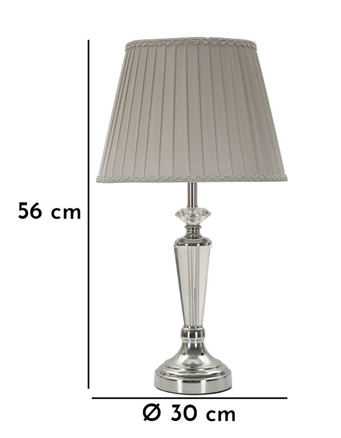 Silber Tischlampe Grauer Stoffschirm Slivery Kollektion