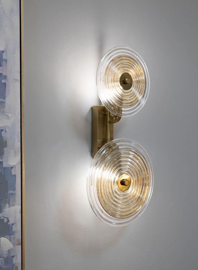 Gold Glas Wandleuchte Weisse Scheiben Venice Kollektion