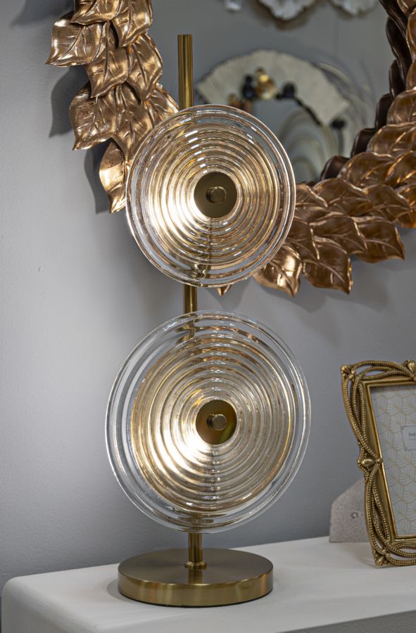 Gold Glas Tischlampe Weisse Scheiben Venice Kollektion