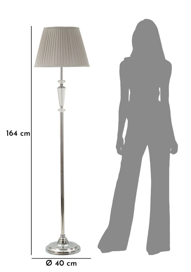 Silber Stehlampe Grauer Stoffschirm Slivery Modernes Design