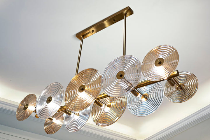 Gold Glas Deckenlampe Mehrere Schirme Venice Kollektion