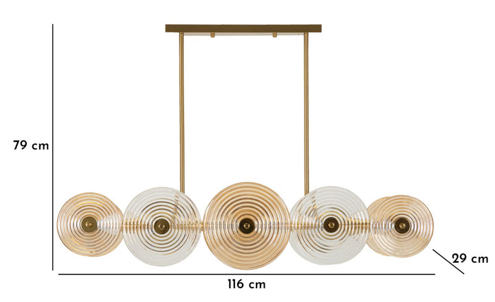 Gold Glas Deckenlampe Mehrere Schirme Venice Kollektion