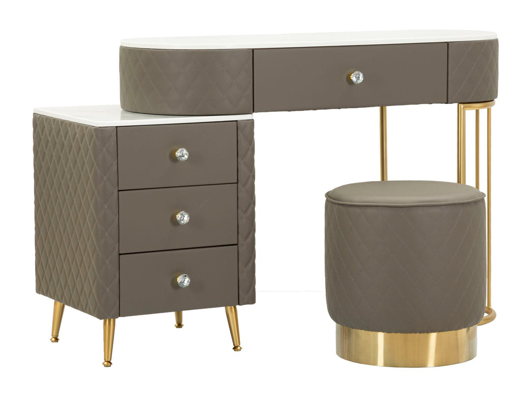 Grau Schminktisch Mit Hocker Sharon Schlafzimmer (Marmorplatte)