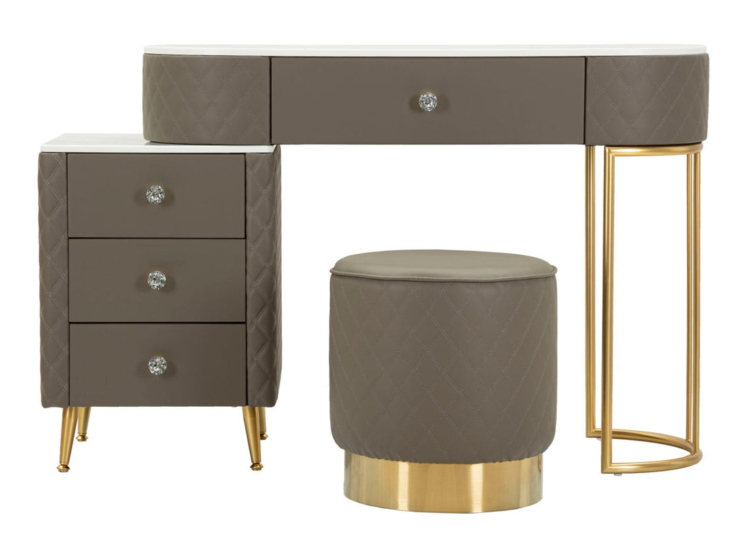 Grau Schminktisch Mit Hocker Sharon Schlafzimmer (Marmorplatte)