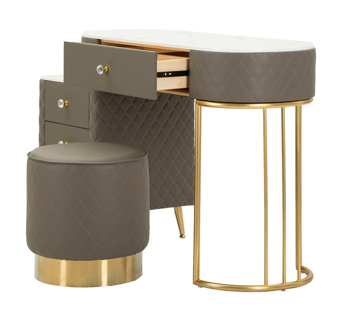 Grau Schminktisch Mit Hocker Sharon Schlafzimmer (Marmorplatte)