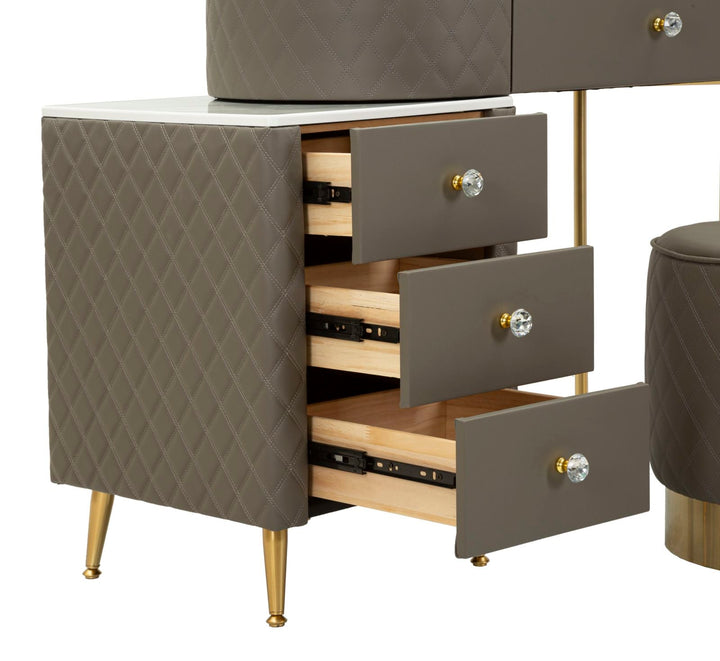 Grau Schminktisch Mit Hocker Sharon Schlafzimmer (Marmorplatte)