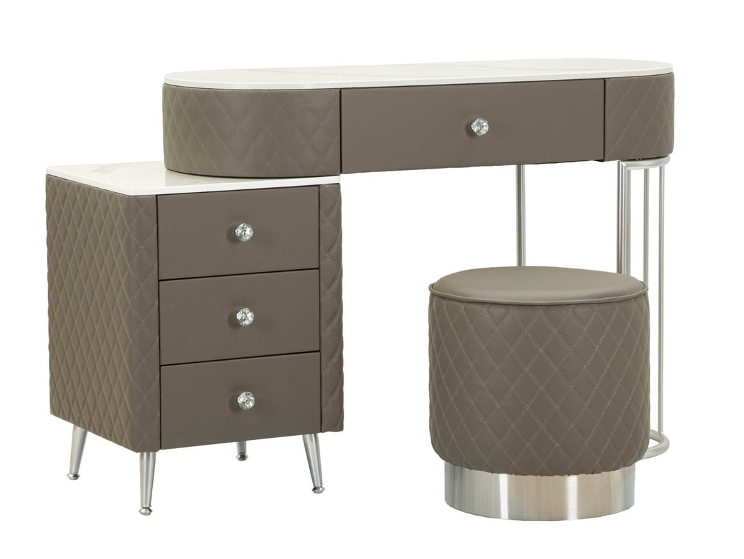 Grau Schminktisch Mit Hocker Silberbeine Sharon Modern (Marmorplatte)