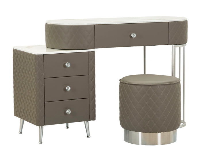 Grau Schminktisch Mit Hocker Silberbeine Sharon Modern (Marmorplatte)