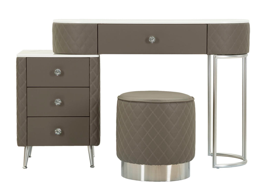 Grau Schminktisch Mit Hocker Silberbeine Sharon Modern (Marmorplatte)