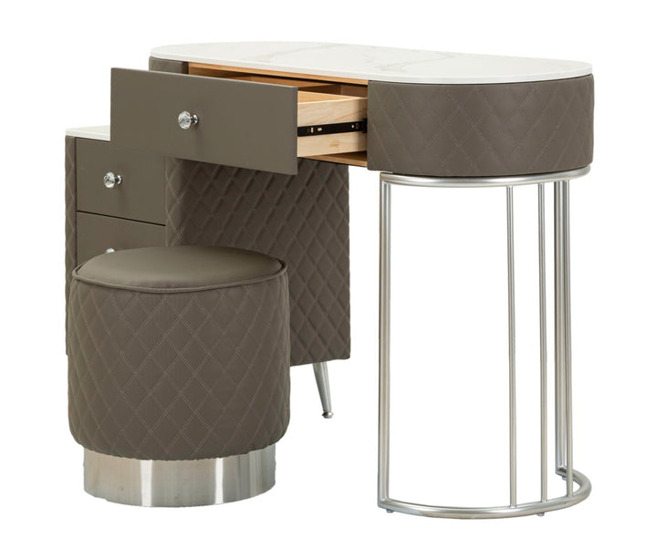 Grau Schminktisch Mit Hocker Silberbeine Sharon Modern (Marmorplatte)