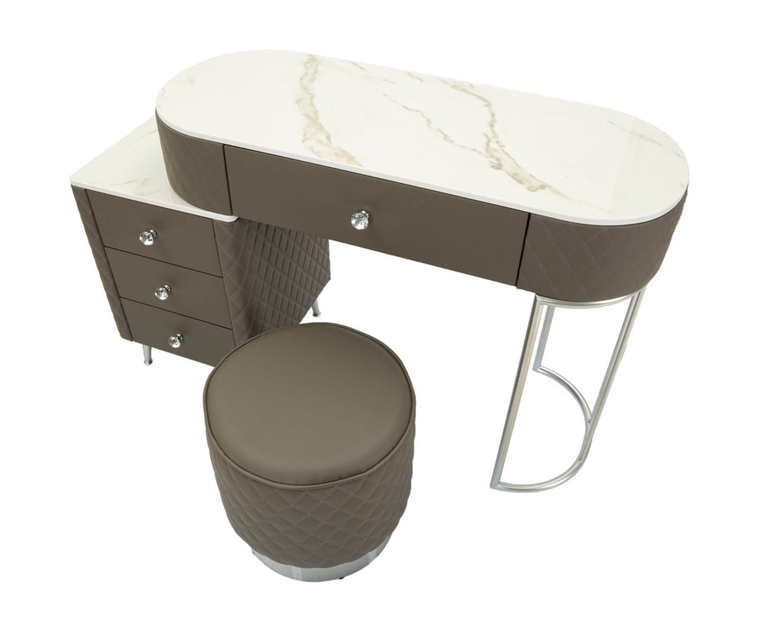 Grau Schminktisch Mit Hocker Silberbeine Sharon Modern (Marmorplatte)