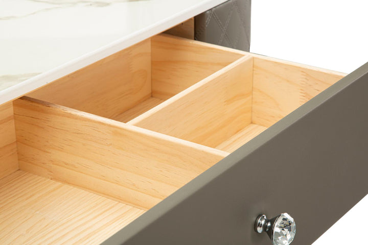 Grau Schminktisch Mit Hocker Silberbeine Sharon Modern (Marmorplatte)