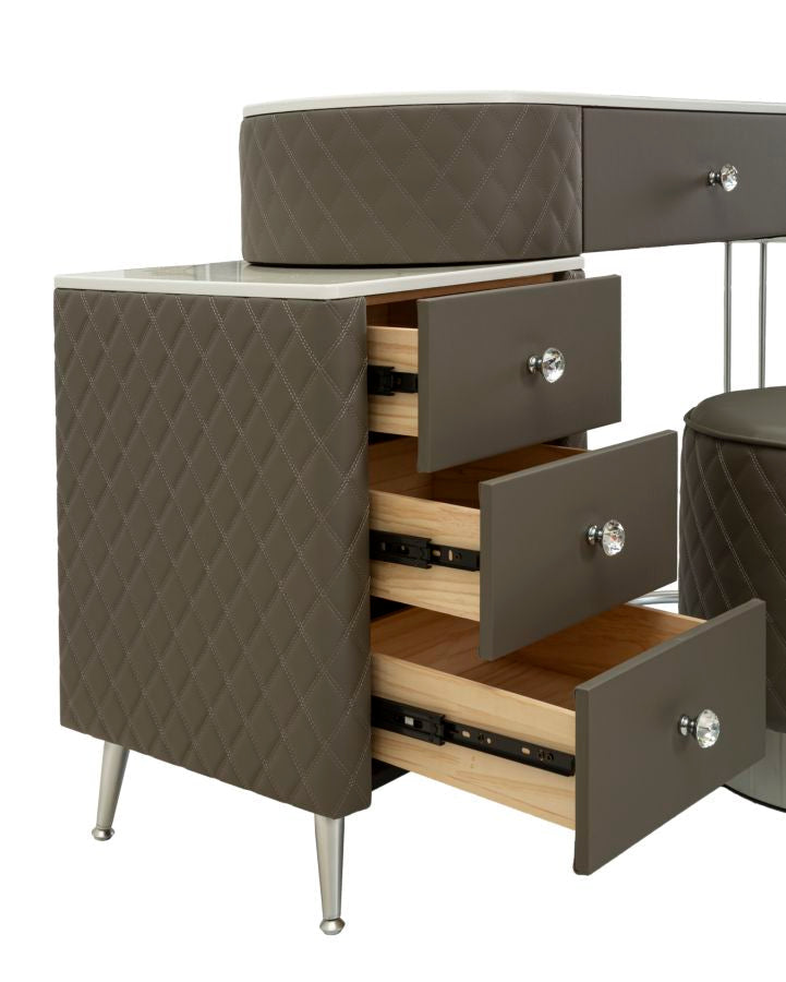 Grau Schminktisch Mit Hocker Silberbeine Sharon Modern (Marmorplatte)