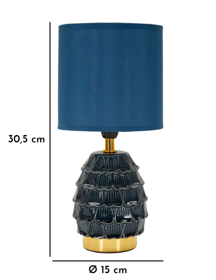 Blaue Keramik Nachttischlampe Stoffschirm Pigmy Moderner Akzent