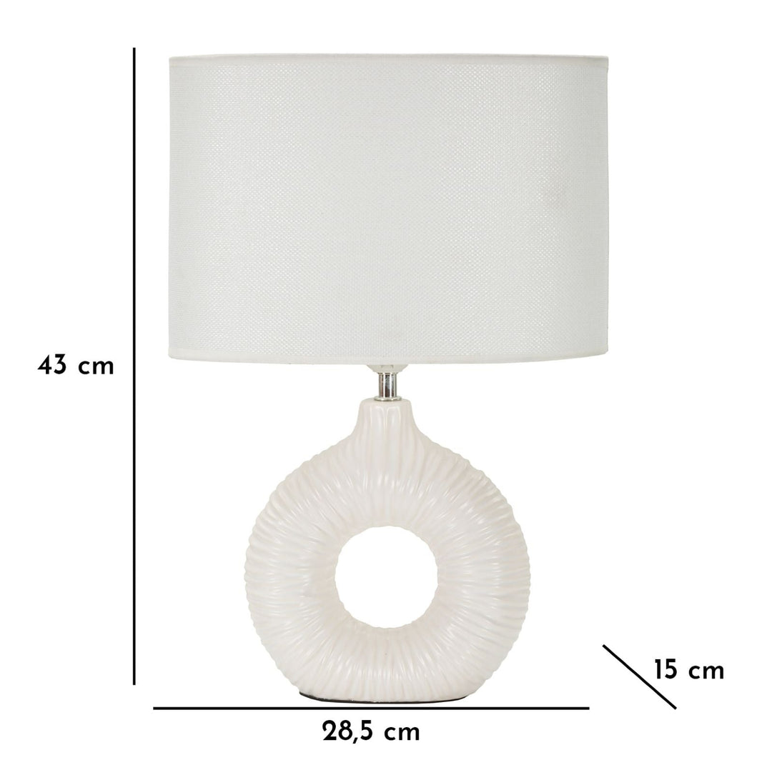 Weisse Keramik Tischlampe Stoffschirm Seta Moderner Akzent